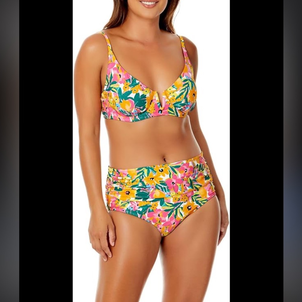 ANNE COLE 2 piece Floral Bikini Set Sz XXL PLUS SIZE NWT